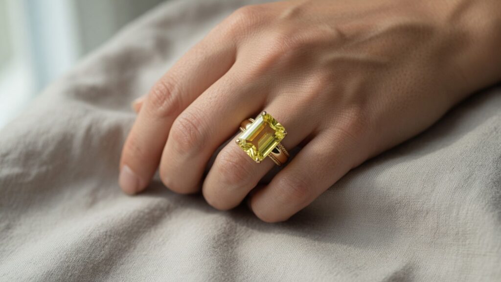 Yellow citrine ring