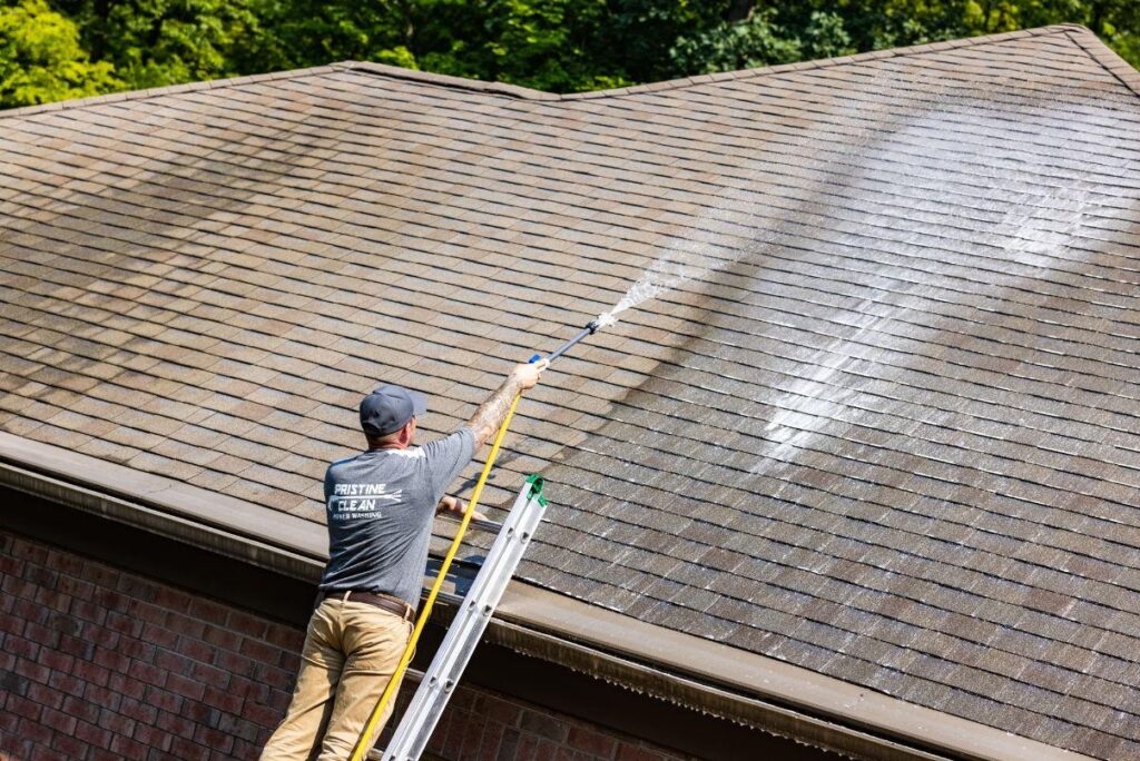 cleaning shingle roofs